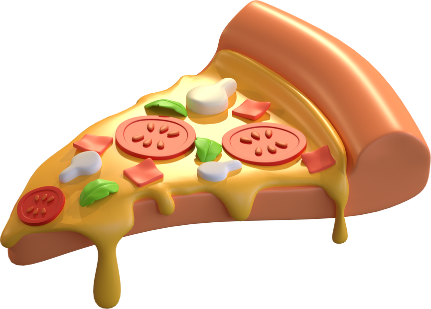 slice of pizza 3d fast food menu illustration