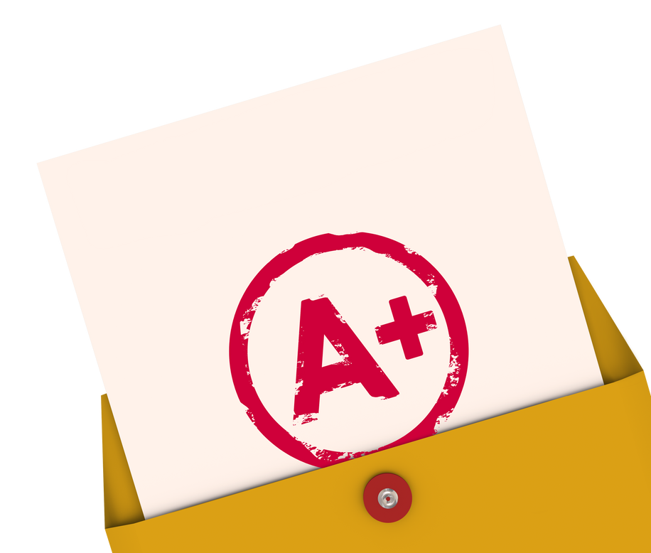 Report Card a+ plus Top Grade Rating Review Evaluation Score